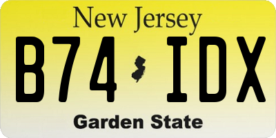 NJ license plate B74IDX