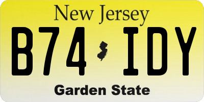 NJ license plate B74IDY