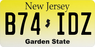 NJ license plate B74IDZ