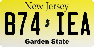 NJ license plate B74IEA