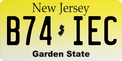 NJ license plate B74IEC
