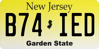NJ license plate B74IED