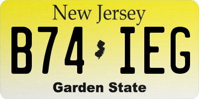 NJ license plate B74IEG