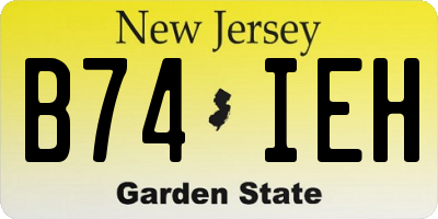 NJ license plate B74IEH