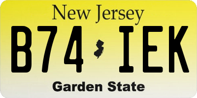 NJ license plate B74IEK