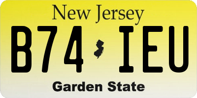 NJ license plate B74IEU