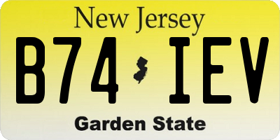 NJ license plate B74IEV