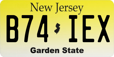 NJ license plate B74IEX