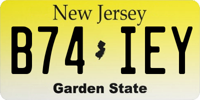 NJ license plate B74IEY