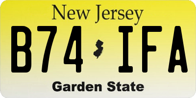 NJ license plate B74IFA