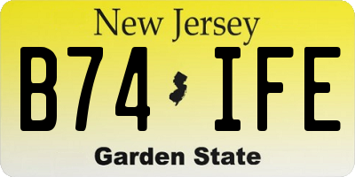 NJ license plate B74IFE