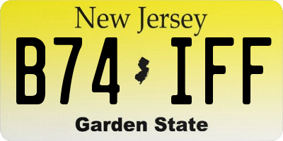 NJ license plate B74IFF
