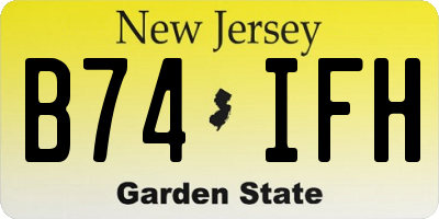 NJ license plate B74IFH