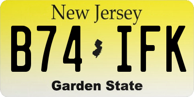 NJ license plate B74IFK