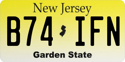 NJ license plate B74IFN