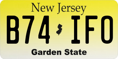 NJ license plate B74IFO