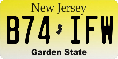 NJ license plate B74IFW
