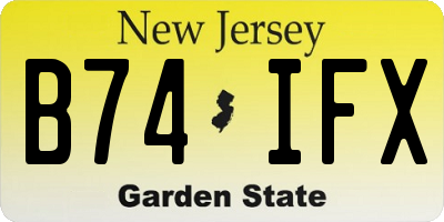 NJ license plate B74IFX