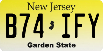 NJ license plate B74IFY