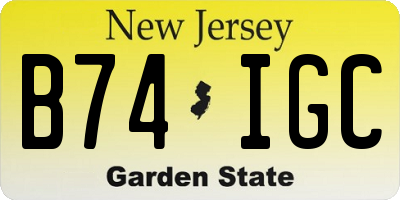 NJ license plate B74IGC