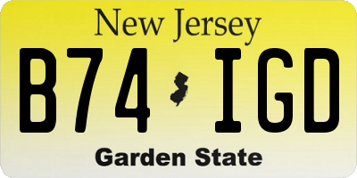 NJ license plate B74IGD