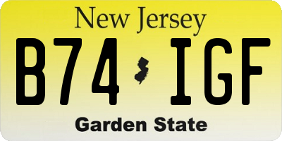 NJ license plate B74IGF