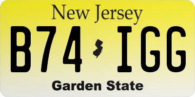 NJ license plate B74IGG