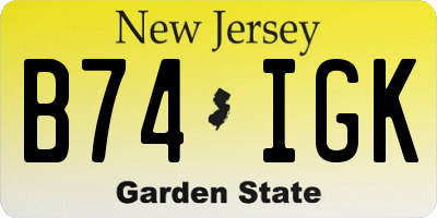 NJ license plate B74IGK