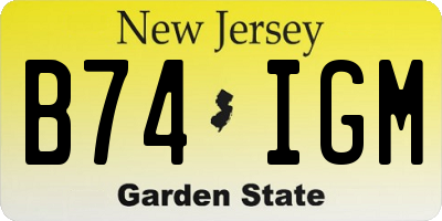 NJ license plate B74IGM