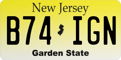 NJ license plate B74IGN