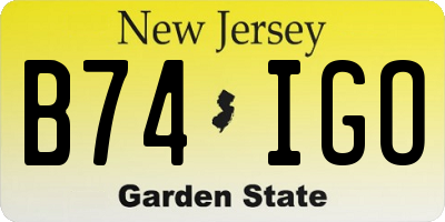 NJ license plate B74IGO
