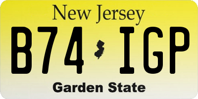 NJ license plate B74IGP