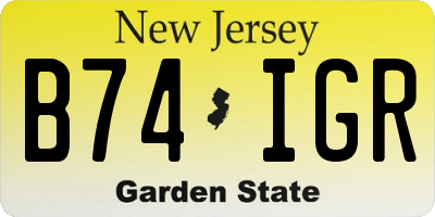 NJ license plate B74IGR