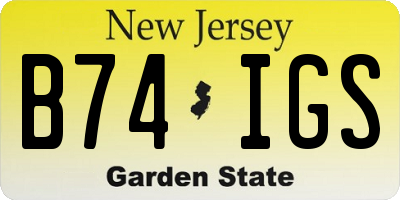 NJ license plate B74IGS