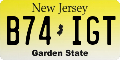 NJ license plate B74IGT