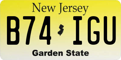 NJ license plate B74IGU