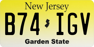 NJ license plate B74IGV