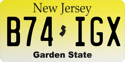 NJ license plate B74IGX