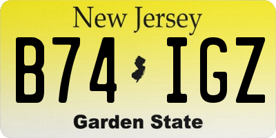 NJ license plate B74IGZ
