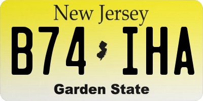 NJ license plate B74IHA