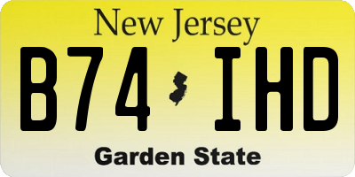 NJ license plate B74IHD