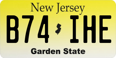 NJ license plate B74IHE