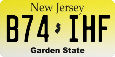 NJ license plate B74IHF