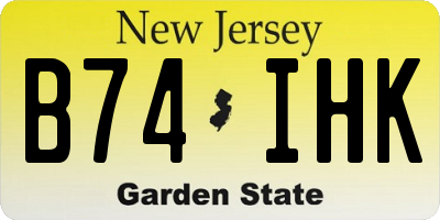 NJ license plate B74IHK