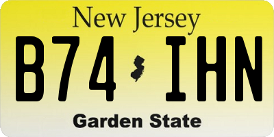 NJ license plate B74IHN