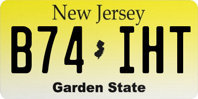 NJ license plate B74IHT