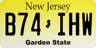 NJ license plate B74IHW
