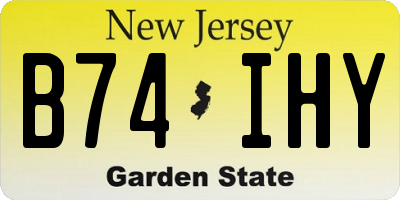 NJ license plate B74IHY