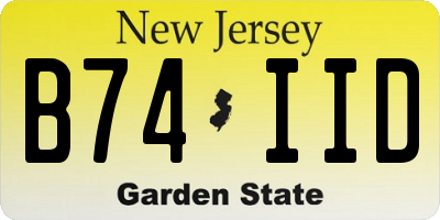 NJ license plate B74IID