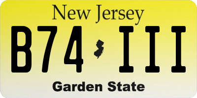 NJ license plate B74III